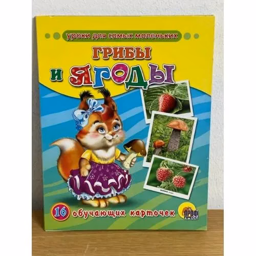 Book cover: 16 обучающих карточек. Грибы и ягоды